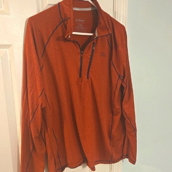 L.L. Bean Orange Pullover with Blue Accents - Picture 1 of 6